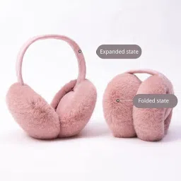 tomorrow fashion Winter Earmuffs for Women & Girls | Soft Furry Fleece Ear Warmers | Knit Ear Covers | Foldable, Lightweight Ear Muffs for Cold Weather, Outdoor, Travel Use image 2