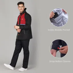the clownfish Men's Waterproof Polyester Double Standard Length Coating Reversible RainStandard Length Coat With Hood. Set Of Top And Bottom. Printed Plastic Pouch With Rope image 4
