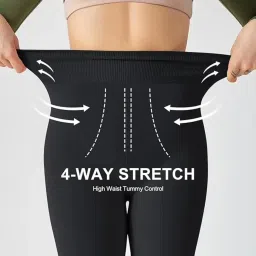 lebami Fleece Lined Stockings for Women Stretchy Solid High Waisted Tights Winter Warm Thick Thermal Pants image 4
