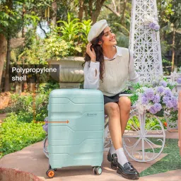 nasher miles Paris Hard-Sided Polypropylene Check-in Luggage 28 inch | 75cm | 8 Wheels Large Trolley Bag for Travel | Suitcase (Pastel Green) image 2