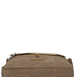 the house of tara Sturdy Cotton Canvas Messenger Bags for Men and Women | With two Magnetic Snap Buttons Flap Closure, Adjustable Body Strap & Multiutility Lobster Hook (Brown Beige) image 4