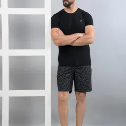 crimsoune club Men's Black Printed 100% Cotton Lounge Shorts image 1