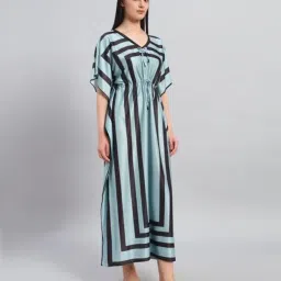 zomah global Women's- Kaftan/Nighty/Maxi/Gown/Nightdress/Nightwear Satin Fabric- V-Neck Floral Print (Free Size) Multicolour image 1