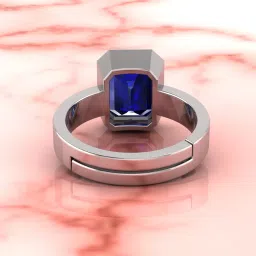 kirti sales Certified Unheated Untreatet 11.25 Ratti A+ Quality Natural Blue Sapphire Neelam Gemstone Silver Plated Adjustable Ring for Women's and Men's image 3