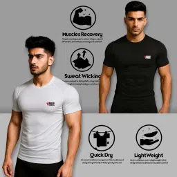 bold fitness Half Sleeve Compression T-Shirt | Men's Active & Gym Wear T-Shirt Designed for Body Fit Tights (Medium, Black) image 3