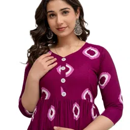 Biffy Women's Printed Rayon Maternity Dress, Zipless Feeding Kurtis & Dresses for Women Wine with White Circles Stylish & Comfortable Maternity image 4