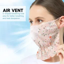 palay Face Mask for Women Sun Protection, Floral Print Face Cover for Women, Breathable Reusable Mask for Bikers, Driving, Cooking (Extender Front Hem, Adjustable Earloop) image 2