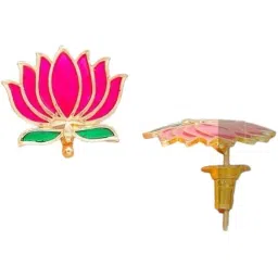 diva inspire Women Gold-Plated Minakari Lotus Necklace with Earrings image 4