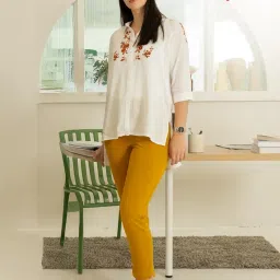 lux cozi PYNK Women's Solid Premium Cotton Lycra Kurtipant with Side Pocket | Elastic Waist Full Length Women Kurtipant | Free Size image 2