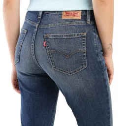 levi's Women's High Rise 724 Slim Straight Fit Blue Jeans image 3