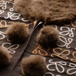 aarika Womens Winter Wear Black Colour Abstract Woolen Pocho image 1