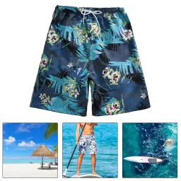 enakshi (label) Men's Swim Trunks without Mesh Liner Loose Big Quick Drying Printed Beachwear XL Blue|Clothing Shoes & Accessories | Mens Clothing | Swimwear image 5