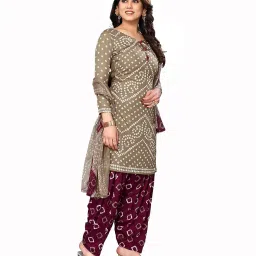 yashika Women's Crepe Printed Unstitched Salwar Suit Dress Material With Dupatta(NEW-HIRAL BANDHANI) image 2