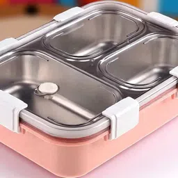 colorbee Large Capacity Stainless Steel 3-Compartment Lunch Box for Balanced Nutrition 3 Containers Lunch Box-picture-10