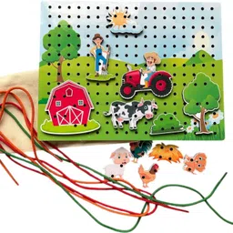 kiddiwinks Farm-Themed Wooden Lacing Activity Board for Kids – Montessori Educational Toy-picture-34