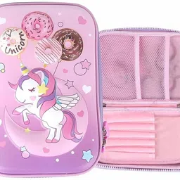 crazzyshopperz Pencil Pouch Unicorn Art Canvas Pencil Box (Set of 1 Geometry Box-picture-12