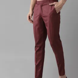 fubar Men Regular Fit Maroon Viscose Rayon Trousers image 2