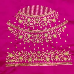 vivida enterprise Unstitched Art Silk Blouse Material Embroidered image 3