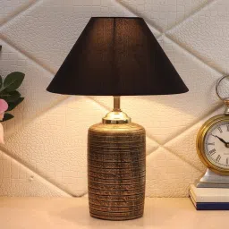 Black Shade Table Lamp With Antique Terracotta Base by Foziq image 1