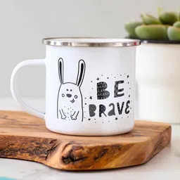 gathari Be Brave Enamel Printed White 350ml Stainless Steel Coffee Mug image 2