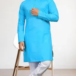 biswas trend Men Solid Cotton Blend Straight Kurta-picture-22