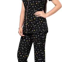 bloem Women Shirt & Pyjama set Black Printed image 3