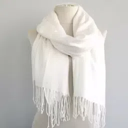 yourview Solid Viscose, Velvet Women White Scarf, Stole, Fancy Scarf-picture-25
