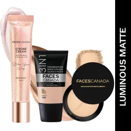 faces canada Strobe Cream (18ml) + Compact Powder (9gm) +Hydra Matte Foundation (18ml) |Glowy Highlighter-picture-10