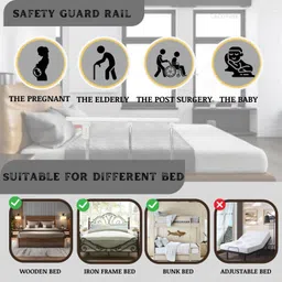 lacopine Foldable Bed Rail Safety Barrier Anti-Fall Bed Guardrail For Elderly And Adults image 5