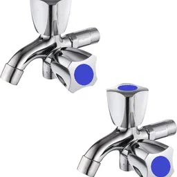 Two Way Angle Valve Tap For Bathroom/Wash Basin & Toilet Stainless Steel Turbo Health Faucet & Flush With Wall Flange Angle Cock Faucet (Pack Of 2) Angle Valve Faucet-image-9