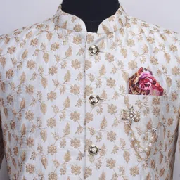 Aarohi Jewells Rose Gold Plated Stone Studded Snoain Brooch Pin for Men w Flake Pearl Ch Brooch image 3