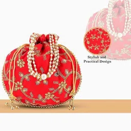 jivon Women Red, Gold Potli image 3