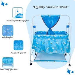 msbabby MS BABY Superior Comfort Baby Swing Cradle with Safety Lock (Blue) Bassinet image 3