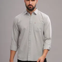 bs blue squad Men Slim Fit Solid Spread Collar Casual Shirt-picture-22