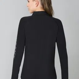 van heusen Proactive Elite High Stretch And Anti Stat Women Solid Round Neck Polyester Black T-Shirt image 2