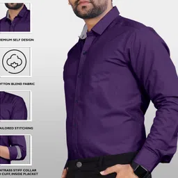 zombom Men Regular Fit Solid Spread Collar Casual Shirt image 3