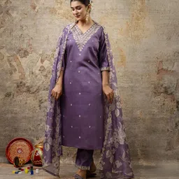 vredevogel Women Viscose Rayon Kurta Pant Dupatta Set-picture-21
