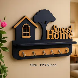 atoz creation MINE KEY HOLDER AND HOME KEY STAND FOR WALL WITH 7HOOKS Wood Key Holder Wood Key Holder image 2
