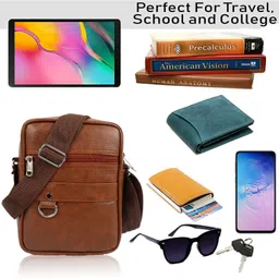 zipcraze Tan Men Sling Bag Mini Cube Sling Bag for Men Cross body Mobile Side Bags Travel Chest Bags image 4