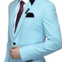 favoroski Men Solid Single Breasted Party Blazer image 3