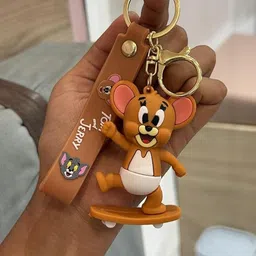 syshri Double Hook Cartoon Keychain for Girls – Cute 3D Couple Design Keyring X1 Key Chain image 2