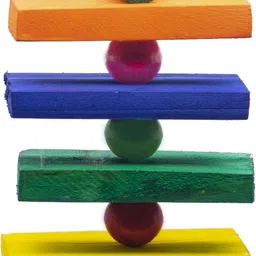 greenbirds TOYS Small or Medium-Sized Birds Toy Hanging Craft Bird Toy Pure Natural Colorful Bead With Bell For Parrots, Budgies, Cockatoo, Macaw, Hamster Bird Toy Wooden, Plastic Training Aid For Bird Wooden Perch For Bird-picture-15