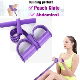 dinetic Sit Up 4 Tubes Elastic Sit Up Pull with Foot Pedal Resistance Tube (Multicolor) Resistance Tube-picture-12