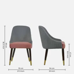 casacraft from pepperfry Weston Velvet Fabric Dining Chair in Grey and Blush Colour image 2