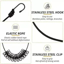 jsk Windproof Clothesline with 12 Clips, Stretchy Retractable Elastic for Indoor Steel Retractable Clothesline image 5