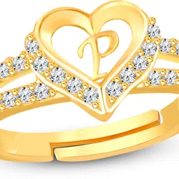 lila Heart Alphabet 'P' Valentine Ring Promise Propose Engagement Wedding Anniversary Brass, Stainless Steel, Copper, Alloy Cubic Zirconia Gold Plated Ring image 2