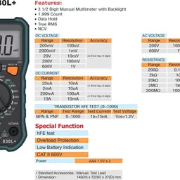 avs HTC-830L+ Digital Multimeter-TRMS With 2000 Counts And (1 Year Warranty) Digital Multimeter image 3