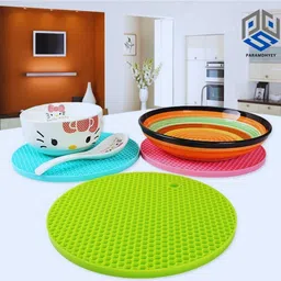 paramdhyey Silicone Pot Holder and Oven Mitts, Multipurpose Non-Slip Insulation Round Polyvinyl Chloride Trivet-picture-19