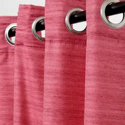 soumya Pink Striped Faux Silk 7 Ft Light Filtering Eyelet Door Curtain image 4