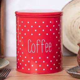 market 99 Red Galvanised Iron 1400ml Coffee Storage Jar image 1